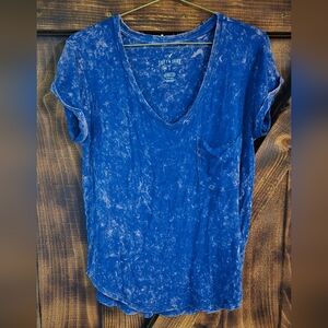 American Eagle Soft & Sexy Blue V Neck Tee Small